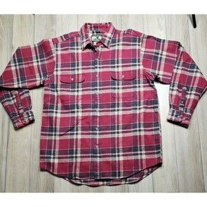 Field & Stream Mens XL red heavy Plaid Button Down Flannel Shirt Long Sleeve